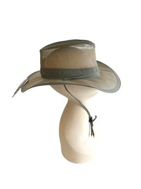 Panama Jack Mesh Seven Seas Safari Original Hat Green Fossil Color NWOT Large